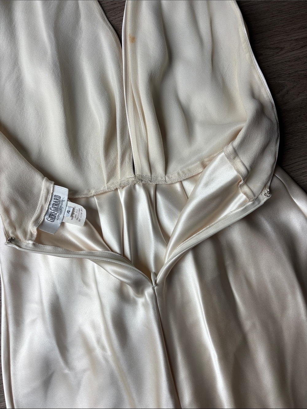 Vintage Hollywood Geri Gerard Ivory 100% Silk Backless Plunge Halter Dress USA - Picture 7 of 10